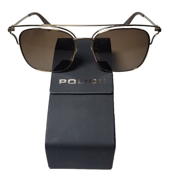 Police SPL 575 Empire 1 Sunglasses Unisex Gold / Brown w/ Case - Excellent Shape - Picture 1 of 14